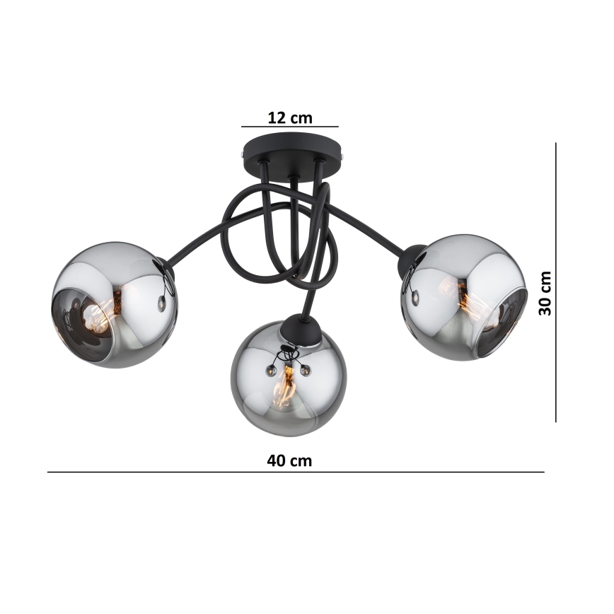 Brilagi - Nadometni lestenec DIOR 3xE27/60W/230V črna/dimno siva