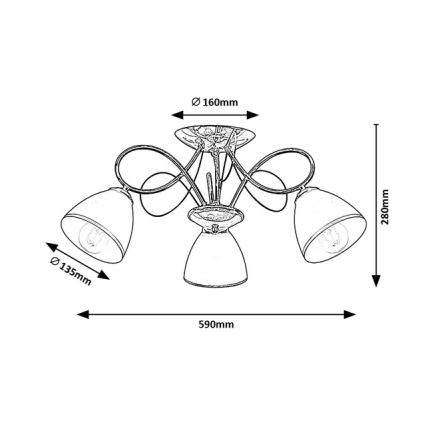 Brilagi - Nadometni lestenec FRED 3xE27/60W/230V Ø 59 cm sijajni krom