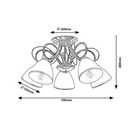Brilagi - Nadometni lestenec FRED 5xE27/60W/230V premer 59 cm sijajni krom