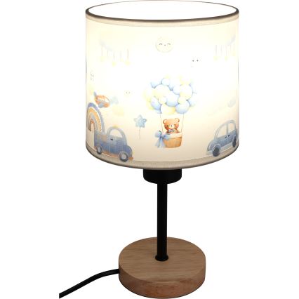 Brilagi - Otroška namizna svetilka BOBO WOOD 1xE27/25W/230V hrast/črna/bela/modra/medvedki