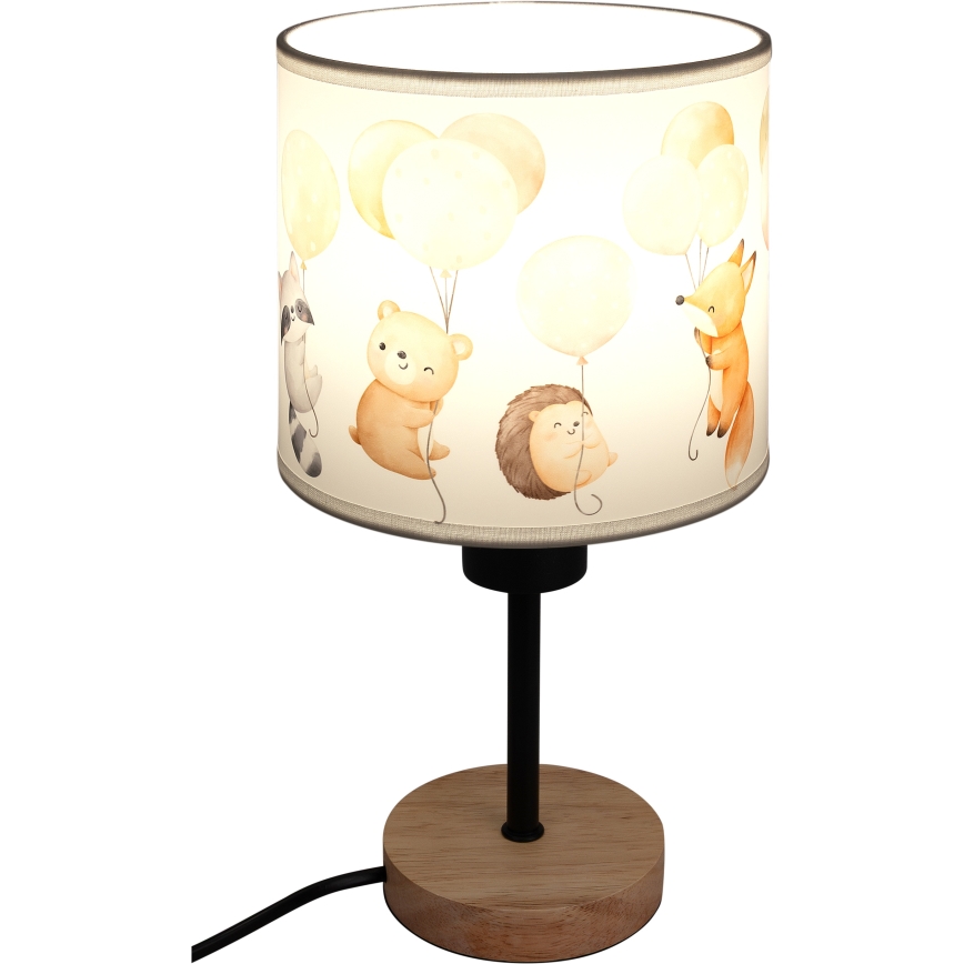 Brilagi - Otroška namizna svetilka BOBO WOOD 1xE27/25W/230V hrast/črna/bela/živalski motivi