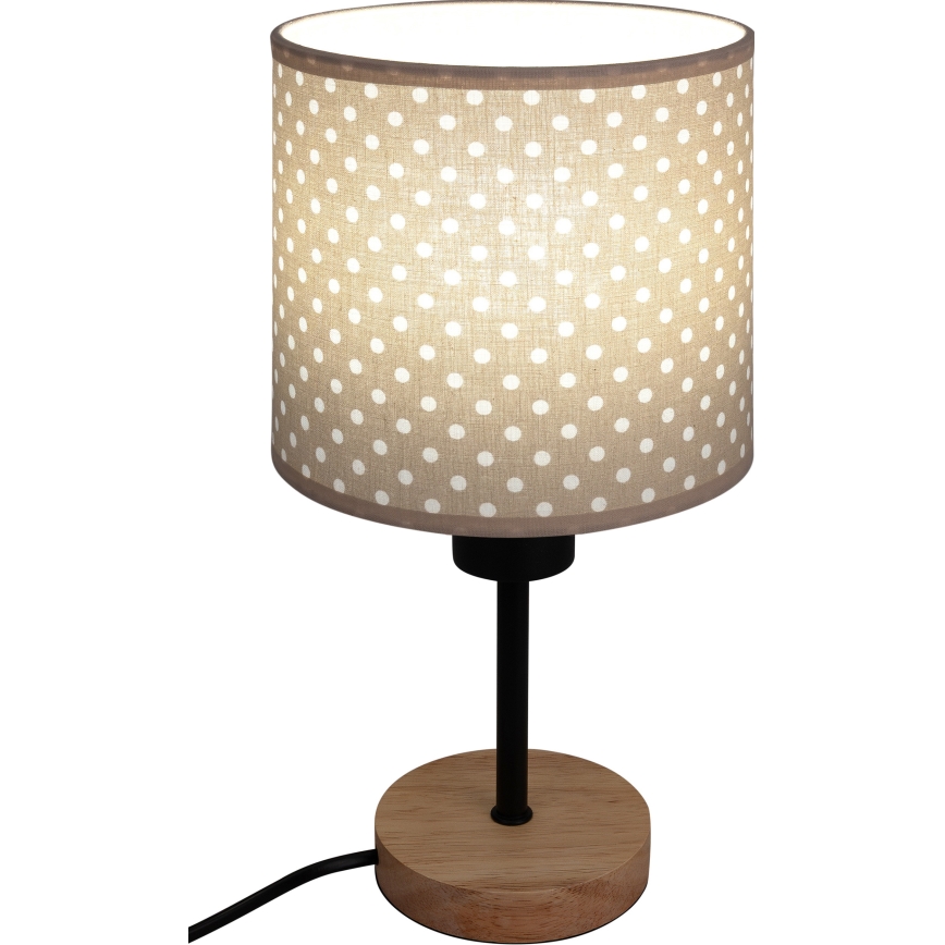 Brilagi - Otroška namizna svetilka BOBO WOOD 1xE27/25W/230V hrast/črna/bež/pikice