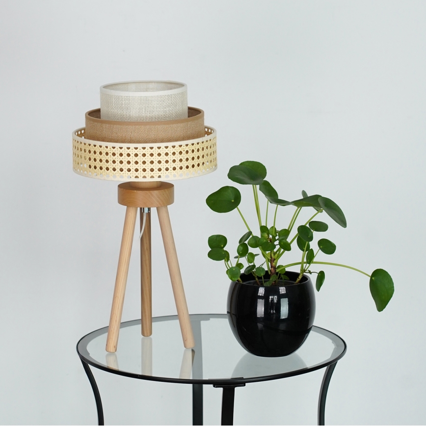 Brilagi - Namizna svetilka CEDAR LUNETA 1xE27/15W/230V ratan/rjava/krem