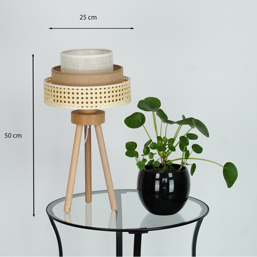Brilagi - Namizna svetilka CEDAR LUNETA 1xE27/15W/230V ratan/rjava/krem