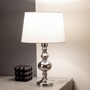BRILAGI - Namizna svetilka CERIA 1xE27/60W/230V Ø 30 cm sijajni krom/bela