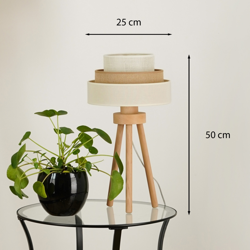 Brilagi - Namizna svetilka DENVER LUNETA 1xE27/15W/230V bež/rjava/krem barva