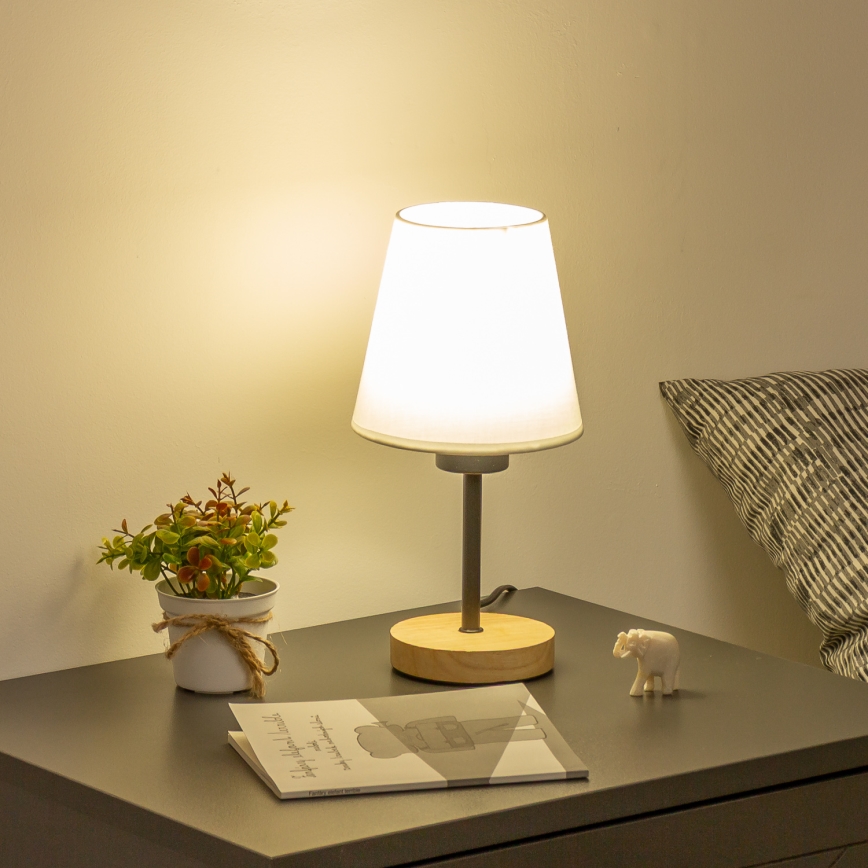 Brilagi - Namizna svetilka NUBILA WOOD 1xE27/25W/230V hrast/bela