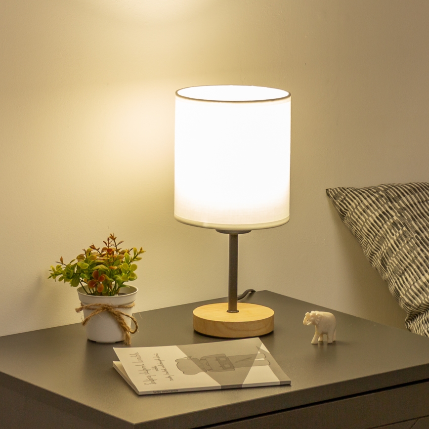 Brilagi - Namizna svetilka NUBILA WOOD 1xE27/25W/230V hrast/bela