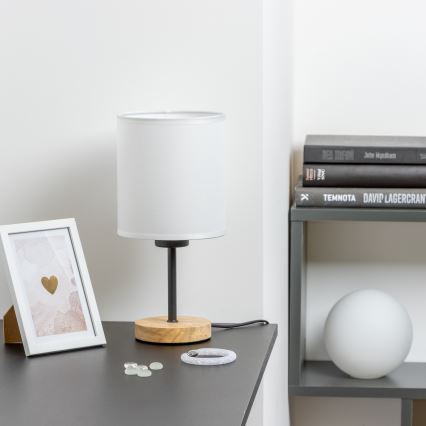 Brilagi - Namizna svetilka NUBILA WOOD 1xE27/25W/230V hrast/bela