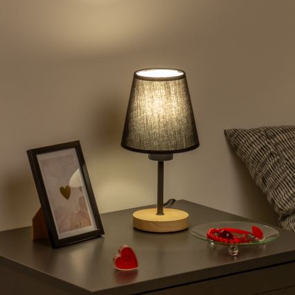 Brilagi - Namizna svetilka NUBILA WOOD 1xE27/25W/230V hrast/črna
