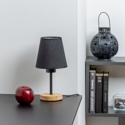 Brilagi - Namizna svetilka NUBILA WOOD 1xE27/25W/230V hrast/črna