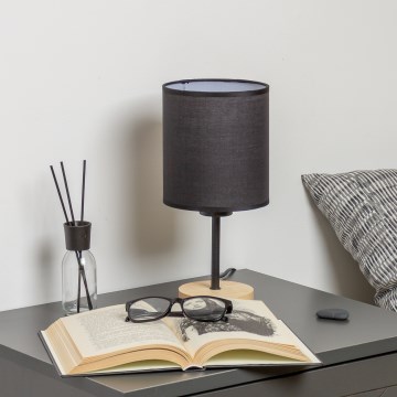 Brilagi - Namizna svetilka NUBILA WOOD 1xE27/25W/230V hrast/črna