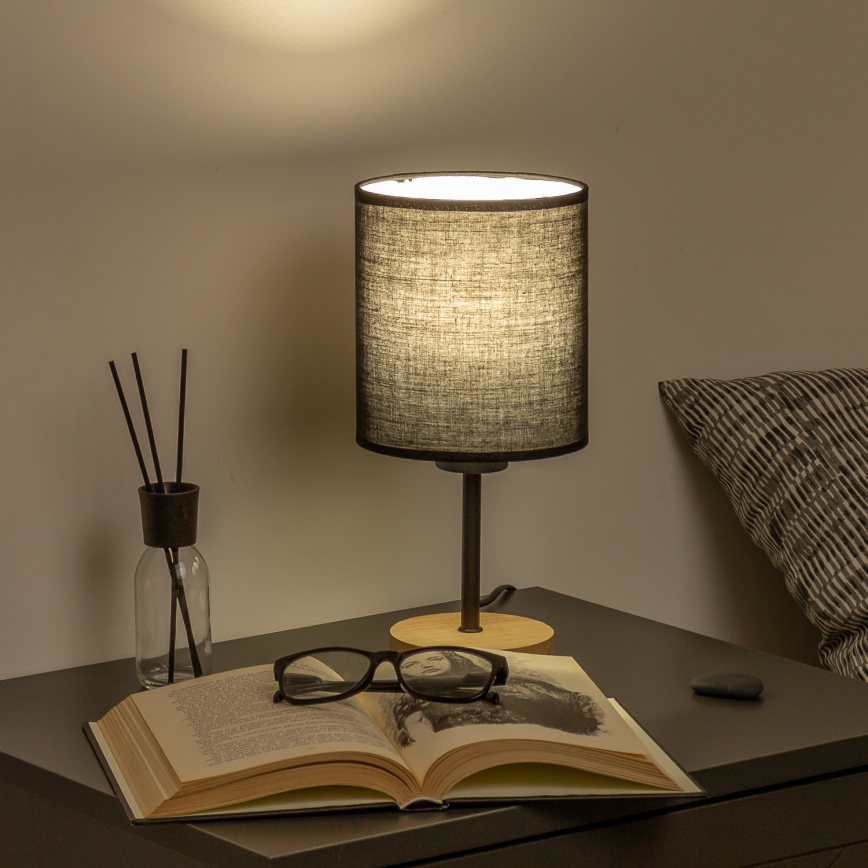 Brilagi - Namizna svetilka NUBILA WOOD 1xE27/25W/230V hrast/črna