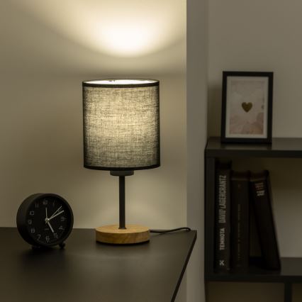 Brilagi - Namizna svetilka NUBILA WOOD 1xE27/25W/230V hrast/črna