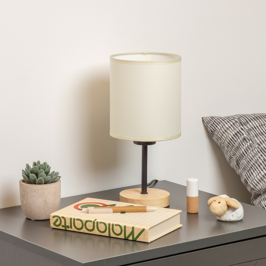 Brilagi - Namizna svetilka NUBILA WOOD 1xE27/25W/230V hrast/črna/krem barva
