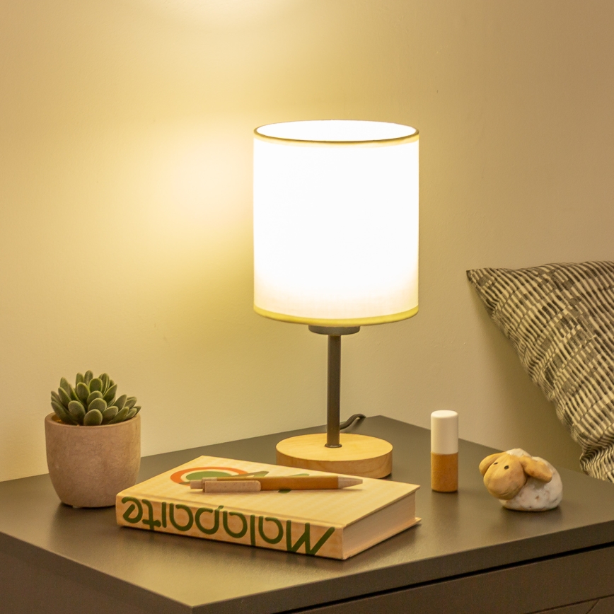 Brilagi - Namizna svetilka NUBILA WOOD 1xE27/25W/230V hrast/črna/krem barva