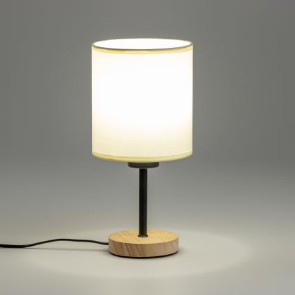 Brilagi - Namizna svetilka NUBILA WOOD 1xE27/25W/230V hrast/črna/krem barva