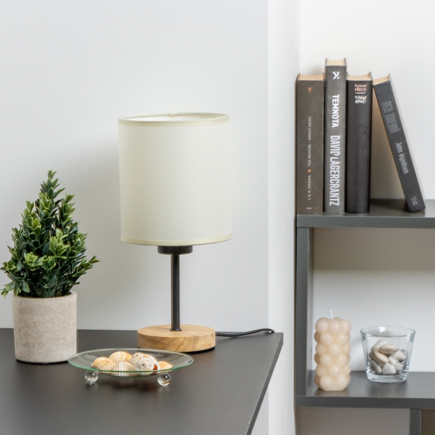 Brilagi - Namizna svetilka NUBILA WOOD 1xE27/25W/230V hrast/črna/krem barva