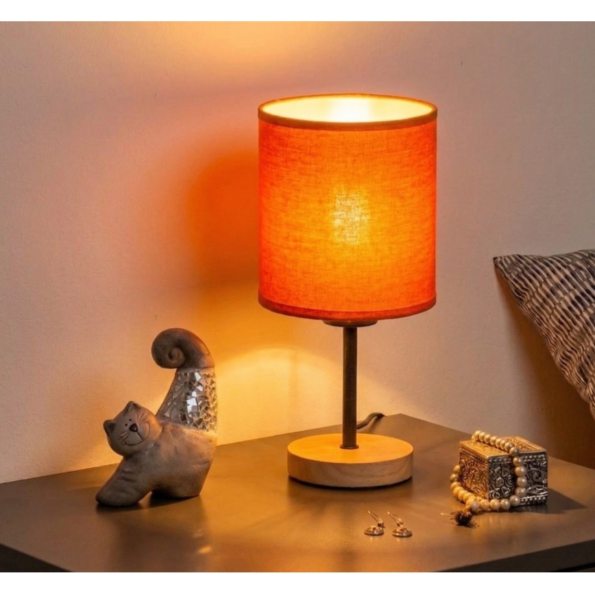 Brilagi - Namizna svetilka NUBILA WOOD 1xE27/25W/230V hrast/črna/oranžna