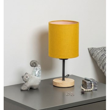 Brilagi - Namizna svetilka NUBILA WOOD 1xE27/25W/230V hrast/črna/rumena