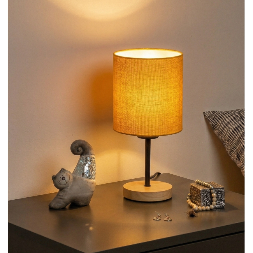 Brilagi - Namizna svetilka NUBILA WOOD 1xE27/25W/230V hrast/črna/rumena