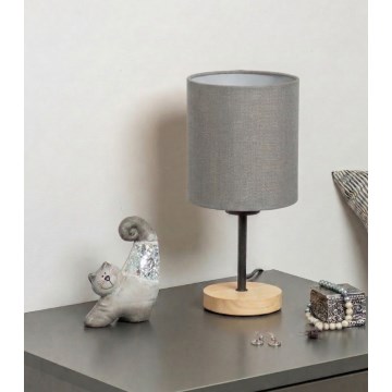 Brilagi - Namizna svetilka NUBILA WOOD 1xE27/25W/230V hrast/črna/svetlo siva