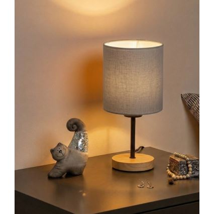 Brilagi - Namizna svetilka NUBILA WOOD 1xE27/25W/230V hrast/črna/svetlo siva