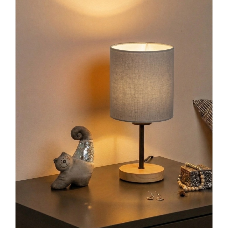 Brilagi - Namizna svetilka NUBILA WOOD 1xE27/25W/230V hrast/črna/svetlo siva