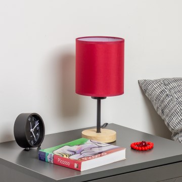 Brilagi - Namizna svetilka NUBILA WOOD 1xE27/25W/230V hrast/Pompejanec rdeča
