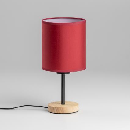Brilagi - Namizna svetilka NUBILA WOOD 1xE27/25W/230V hrast/Pompejanec rdeča