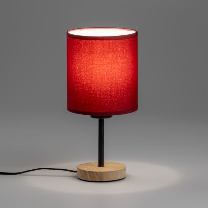 Brilagi - Namizna svetilka NUBILA WOOD 1xE27/25W/230V hrast/Pompejanec rdeča