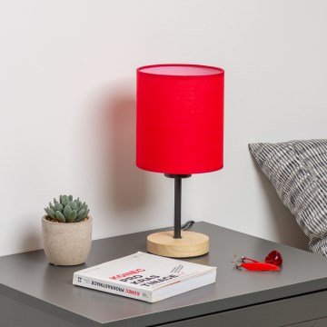 Brilagi - Namizna svetilka NUBILA WOOD 1xE27/25W/230V hrast/rdeča