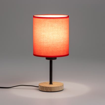 Brilagi - Namizna svetilka NUBILA WOOD 1xE27/25W/230V hrast/rdeča