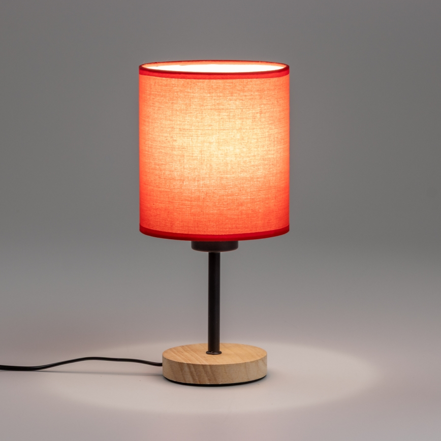 Brilagi - Namizna svetilka NUBILA WOOD 1xE27/25W/230V hrast/rdeča