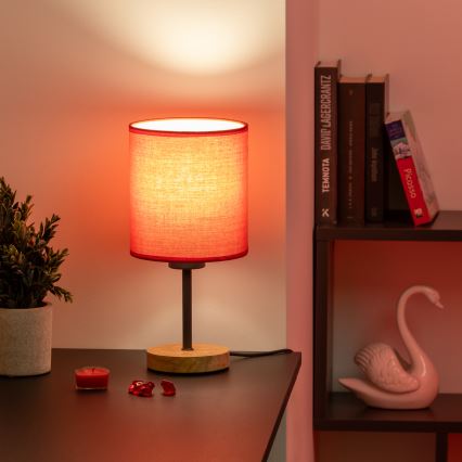 Brilagi - Namizna svetilka NUBILA WOOD 1xE27/25W/230V hrast/rdeča