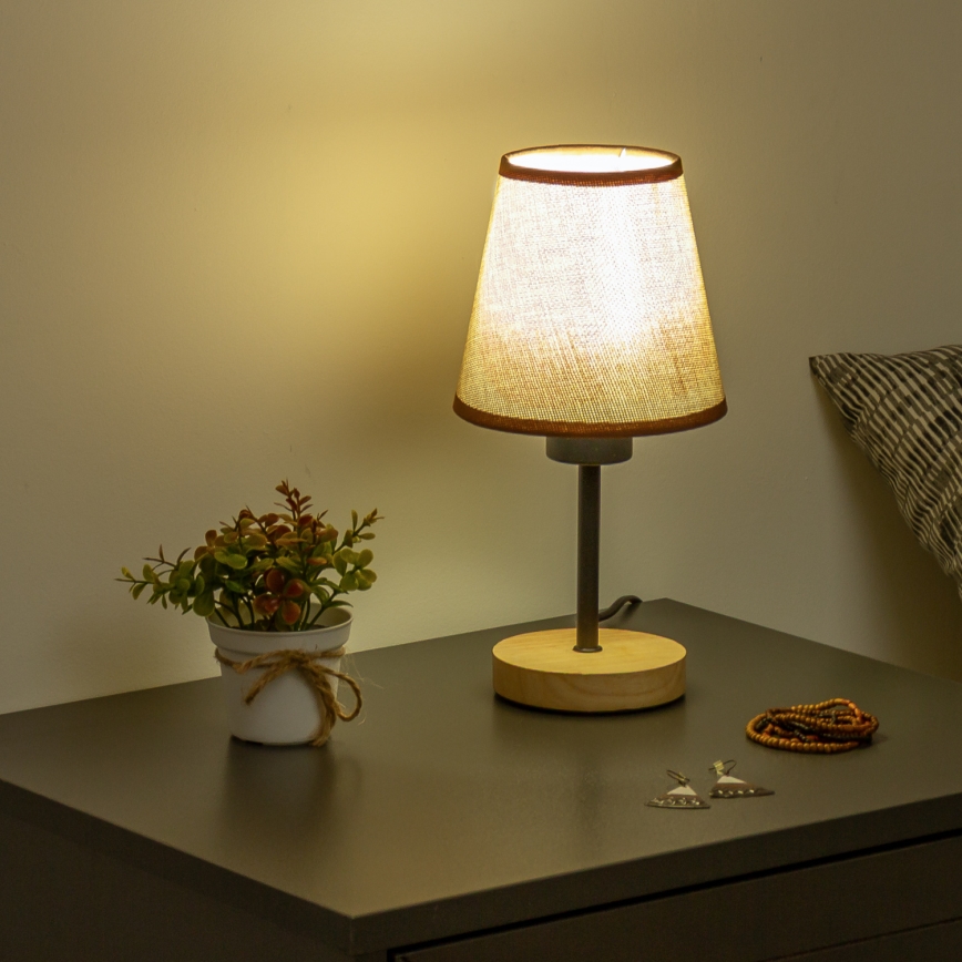 Brilagi - Namizna svetilka NUBILA WOOD 1xE27/25W/230V hrast/rjava