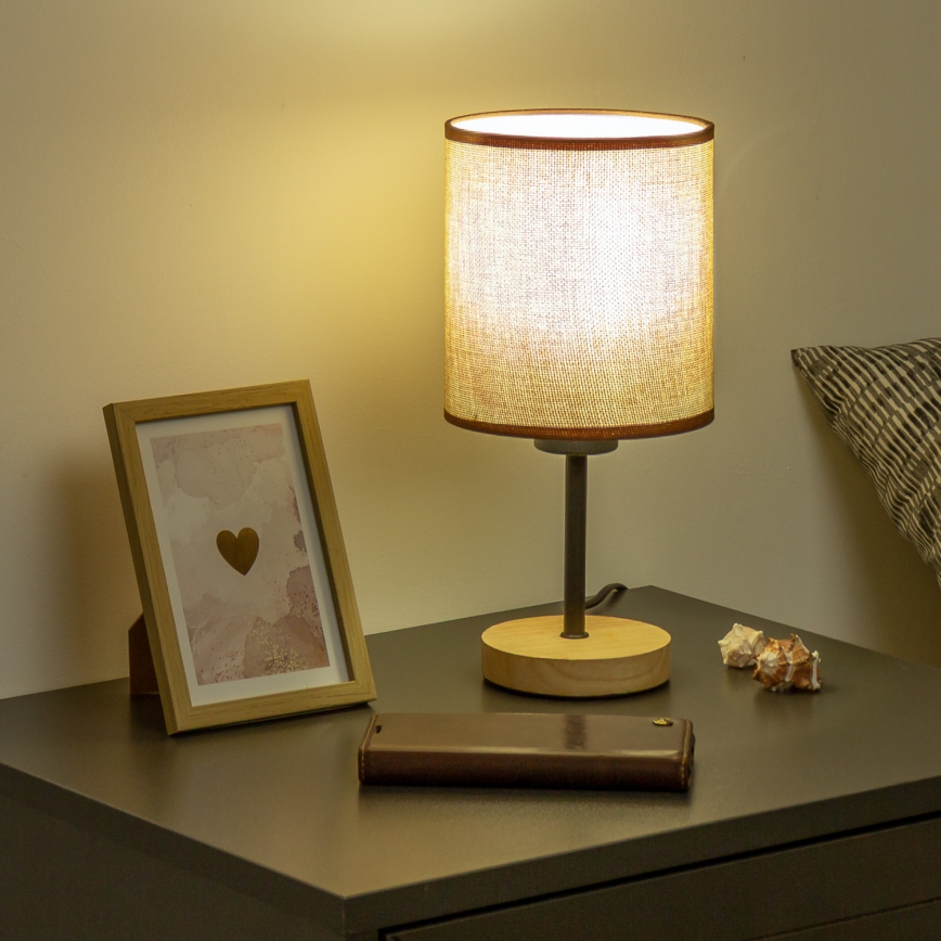 Brilagi - Namizna svetilka NUBILA WOOD 1xE27/25W/230V hrast/rjava