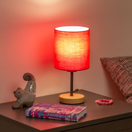 Brilagi - Namizna svetilka NUBILA WOOD 1xE27/25W/230V hrast/roza