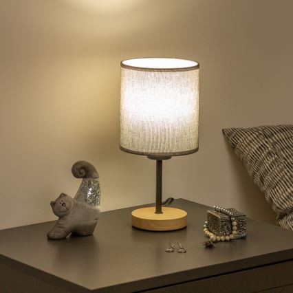 Brilagi - Namizna svetilka NUBILA WOOD 1xE27/25W/230V hrast/siva