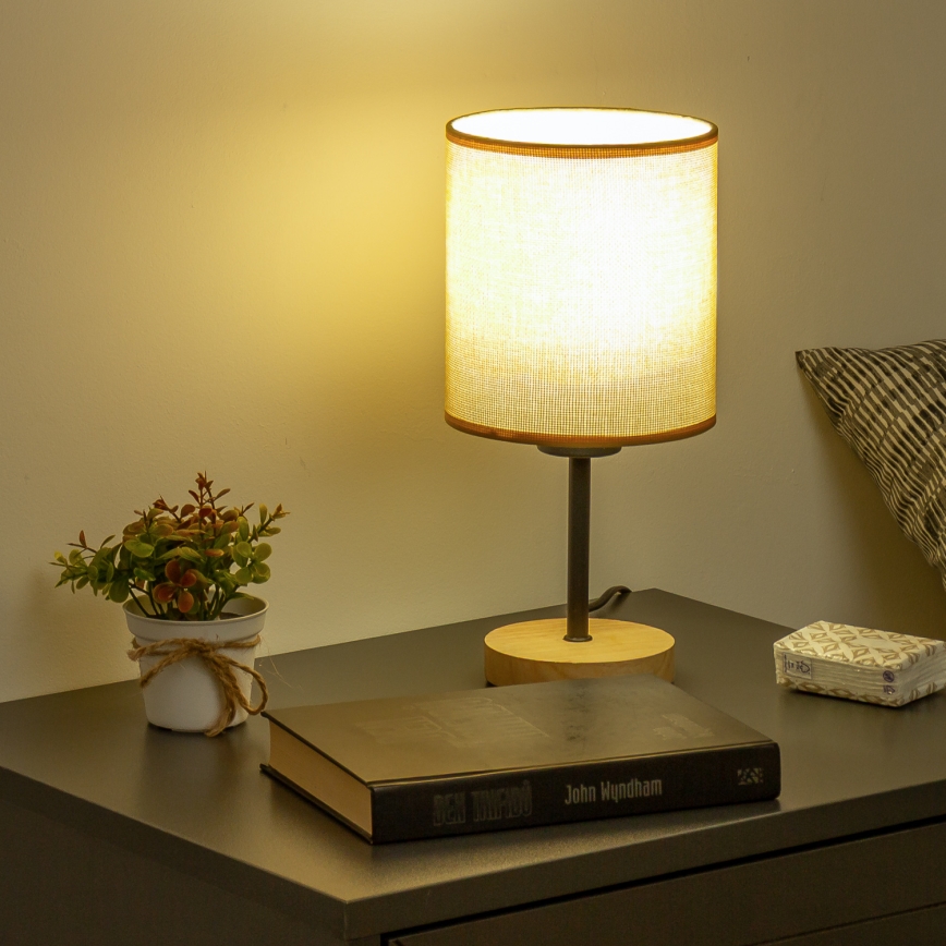 Brilagi - Namizna svetilka NUBILA WOOD 1xE27/25W/230V hrast/svetlo rjava
