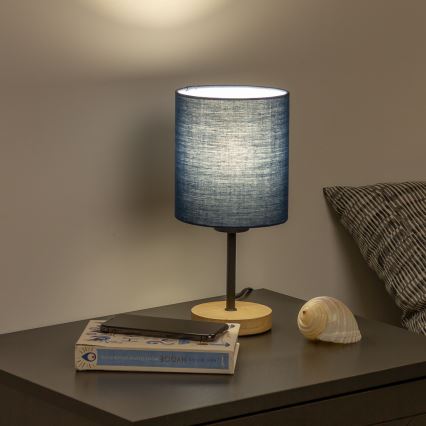 Brilagi - Namizna svetilka NUBILA WOOD 1xE27/25W/230V hrast/temno modra