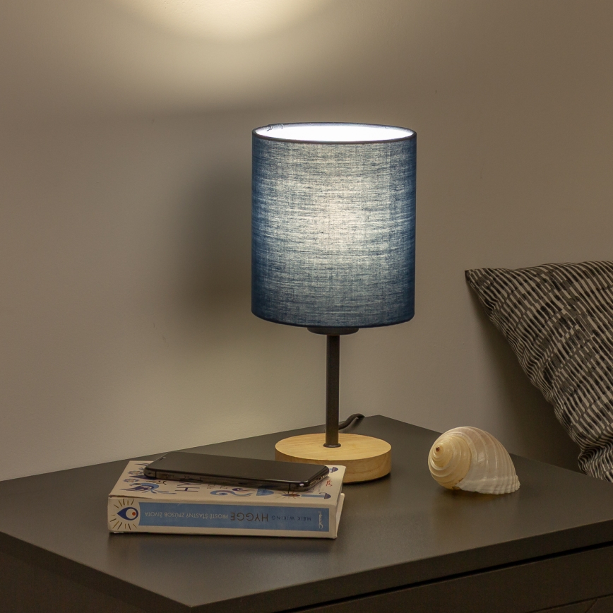 Brilagi - Namizna svetilka NUBILA WOOD 1xE27/25W/230V hrast/temno modra