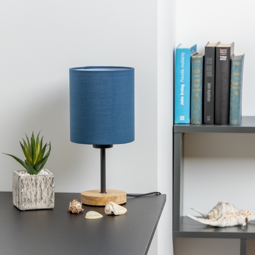Brilagi - Namizna svetilka NUBILA WOOD 1xE27/25W/230V hrast/temno modra