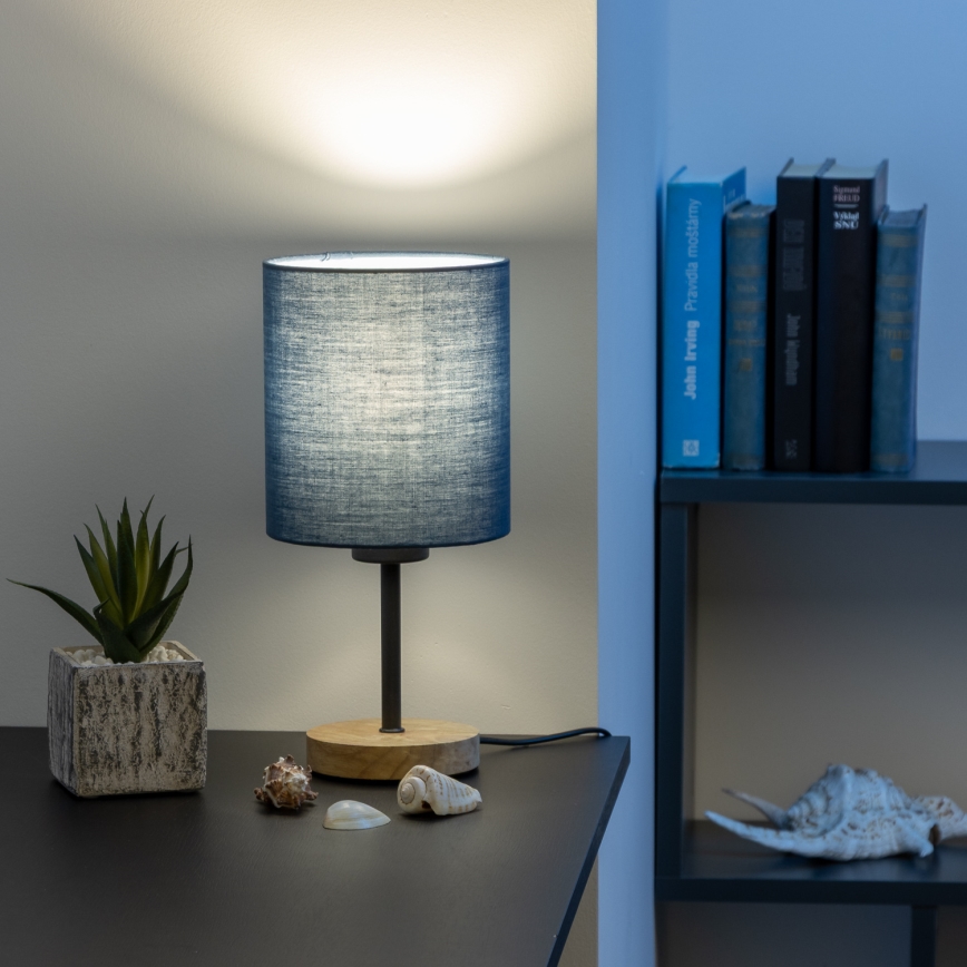 Brilagi - Namizna svetilka NUBILA WOOD 1xE27/25W/230V hrast/temno modra