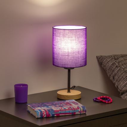 Brilagi - Namizna svetilka NUBILA WOOD 1xE27/25W/230V hrast/vijolična