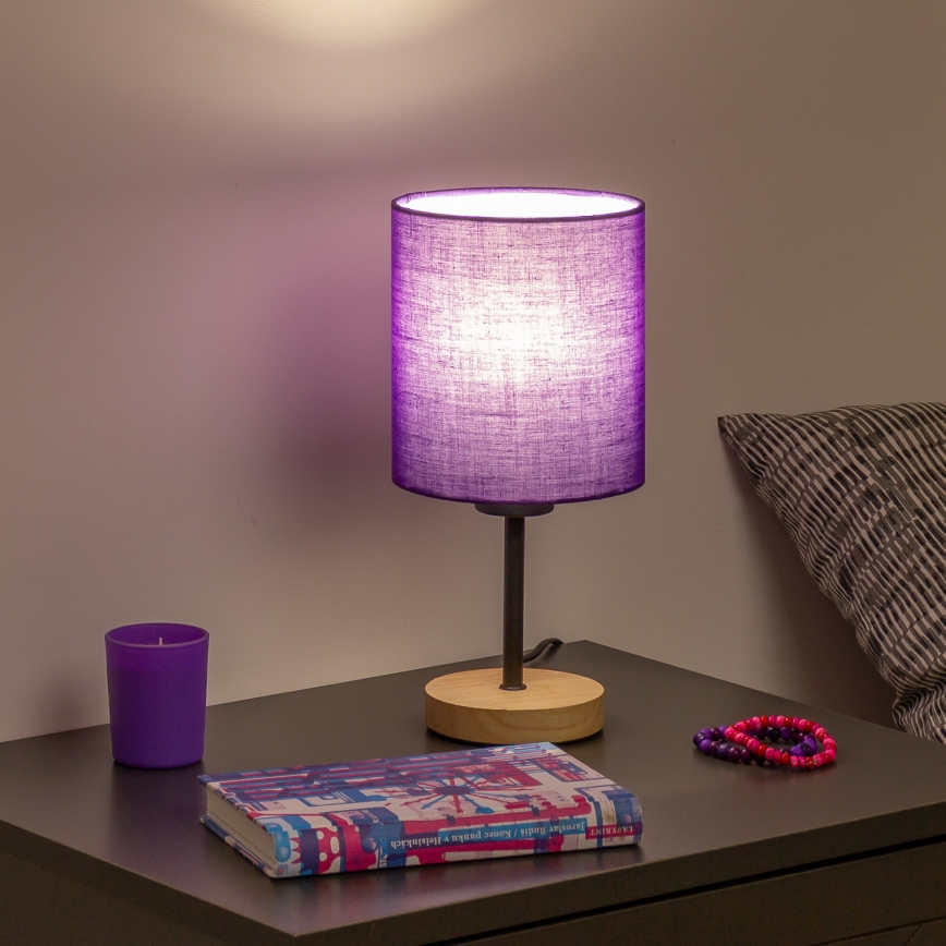 Brilagi - Namizna svetilka NUBILA WOOD 1xE27/25W/230V hrast/vijolična