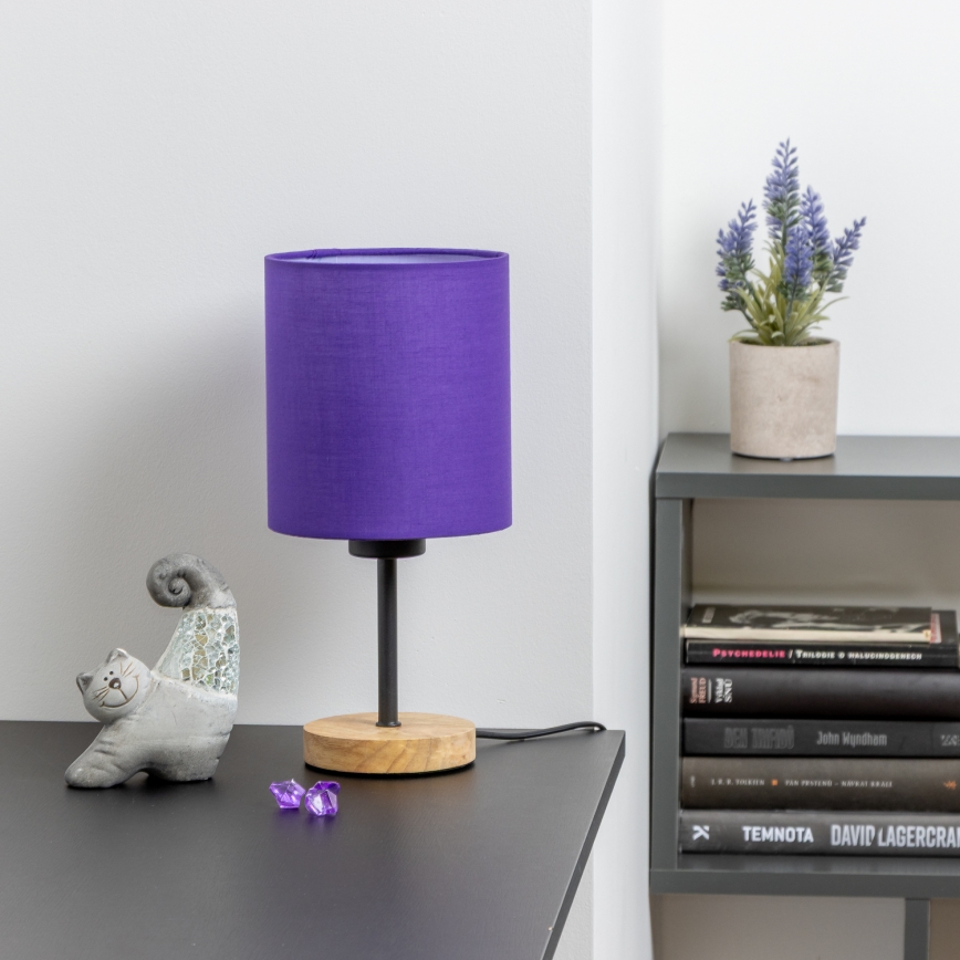 Brilagi - Namizna svetilka NUBILA WOOD 1xE27/25W/230V hrast/vijolična