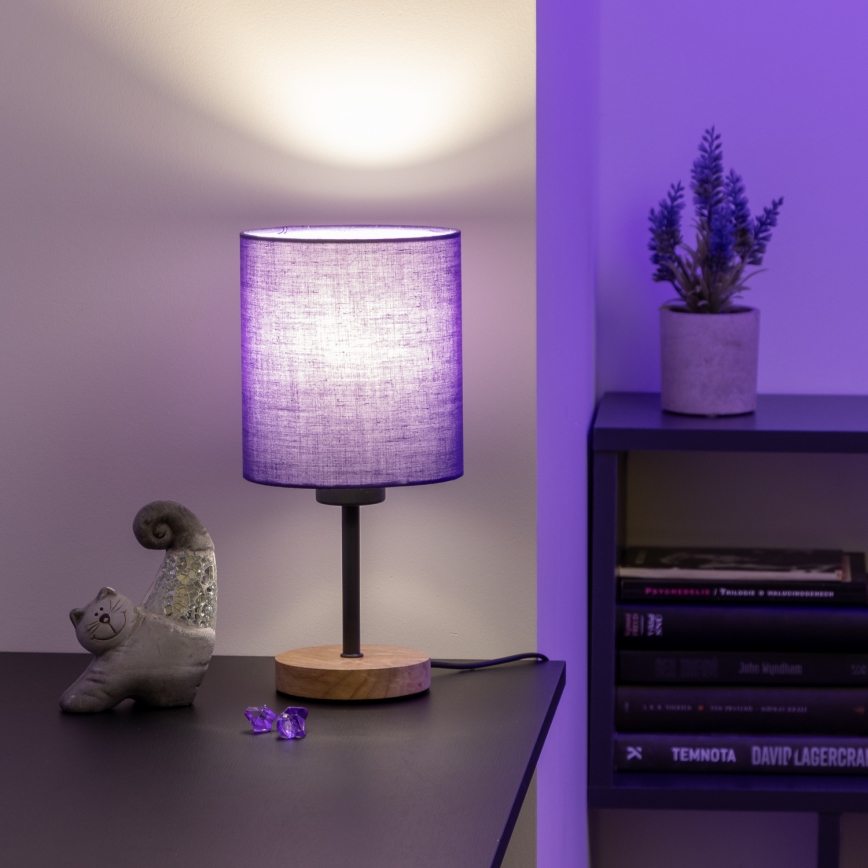 Brilagi - Namizna svetilka NUBILA WOOD 1xE27/25W/230V hrast/vijolična