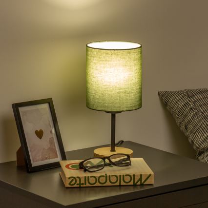 Brilagi - Namizna svetilka NUBILA WOOD 1xE27/25W/230V hrast/zelena