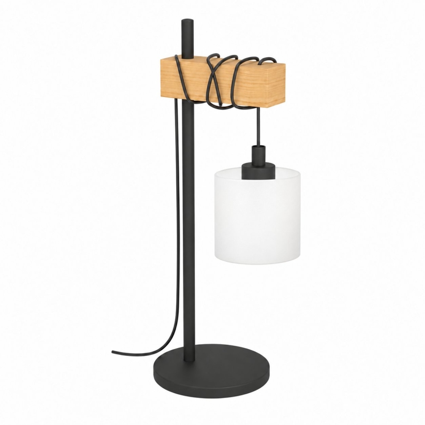 BRILAGI - Namizna svetilka WOOD GLASS 1xE27/40W/230V rjava/črna/bela